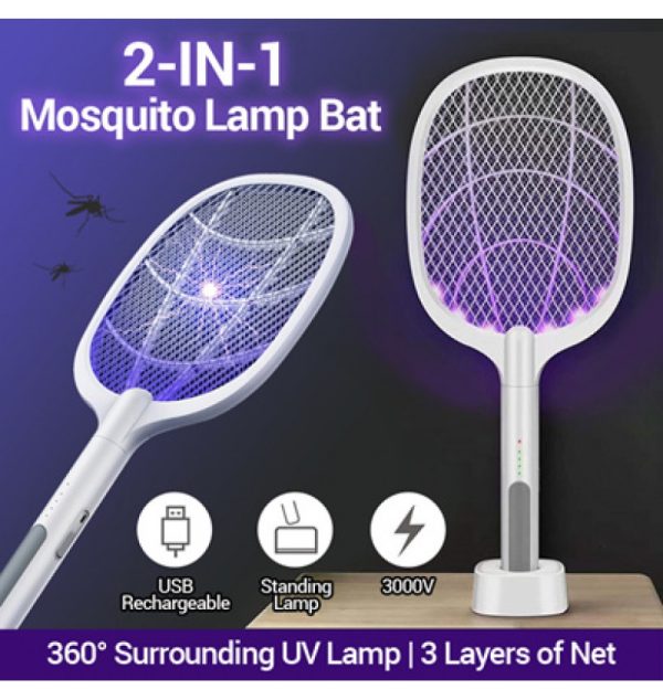 Insect Physical Killer. Safety Double Switch. Battery Capacity 1200 MAh. Three-Layered Safety Mesh. Purple Light Trapping Mosquito. 2 In 1 Electric Bug Zapper.