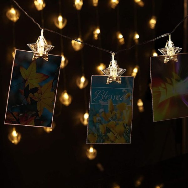 Heart / Star Shaped 20 Photo Clip Led String Lights For Home Decor