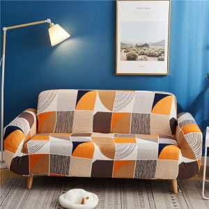 2Seater Stretchable Sofa Cover Printed Yellow Mix