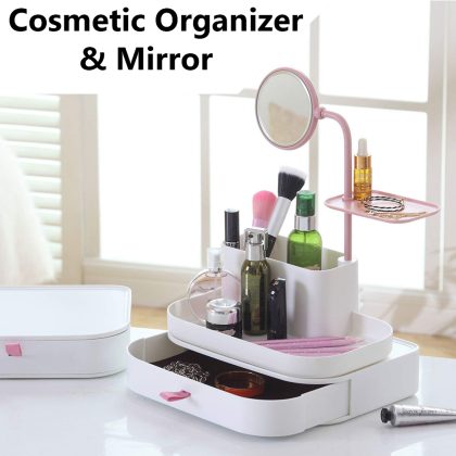 Cosmetic Organizer with Rotatable Mirror