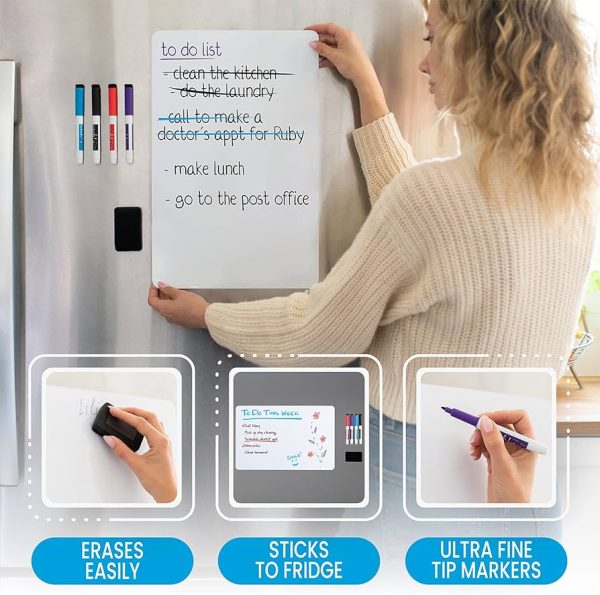 Refrigerator Whiteboard Magnetic + 3 Markers & Eraser - Image 6