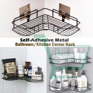 Triangular Adhesive Metal Bathroom Corner Rack Storage Shelves,