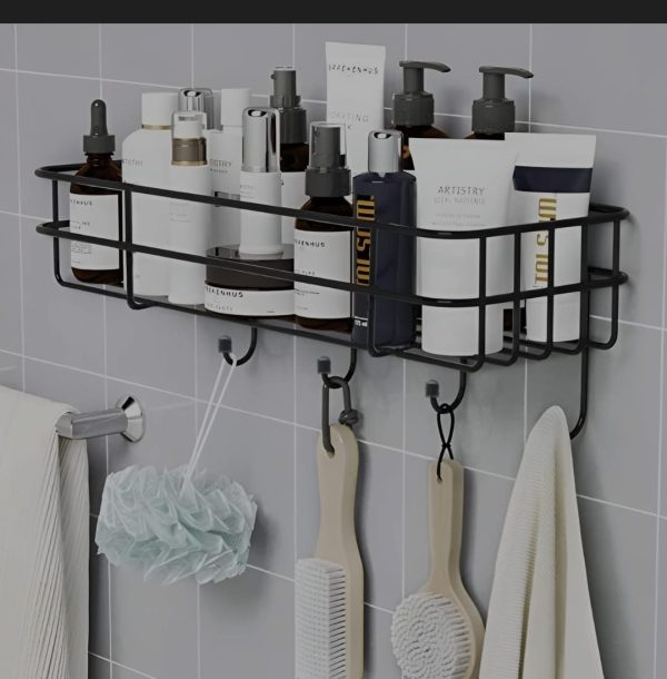 Metal Bathroom Shelf Rectangular Storage Rack Set of 2