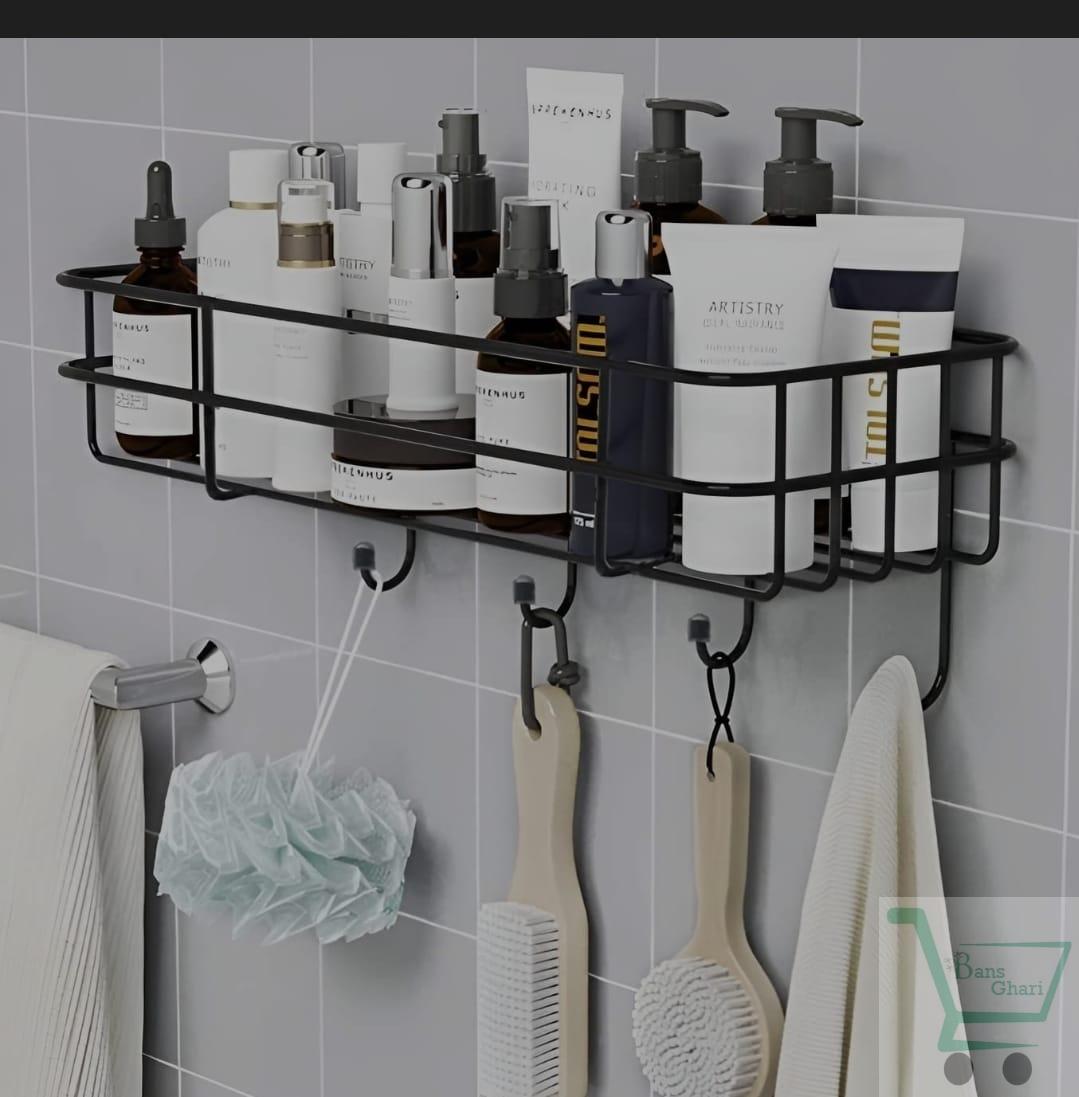 Metal Bathroom Shelf Rectangular Storage Rack Set of 2