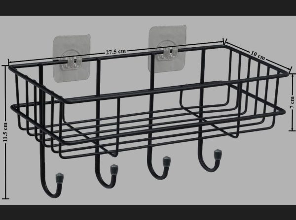 Metal Bathroom Shelf Rectangular Storage Rack Set of 2 - Image 2